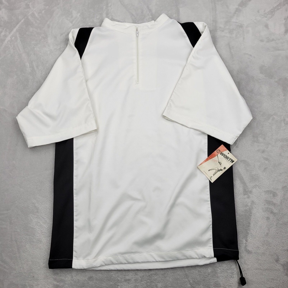 Worth Baseball Jacket Mens Small Titan Cage 1/4 Zip Shirt White Black Team Adult